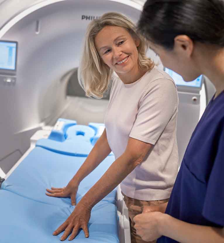 Patient and profession checking bed