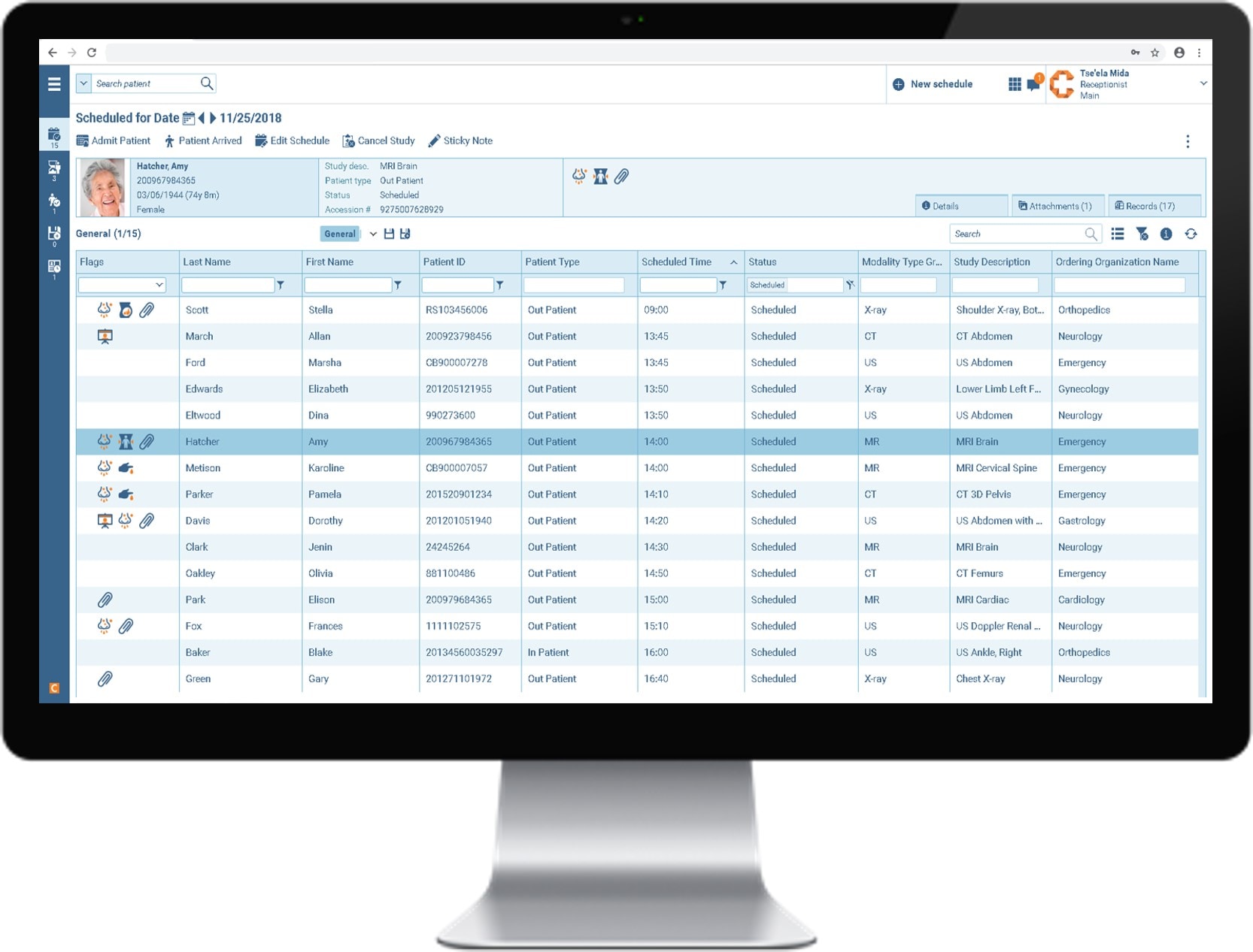 RIS interface in tablet