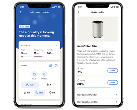 Ứng dụng Philips Air+ Màn hình điện thoại chất lượng không khí
